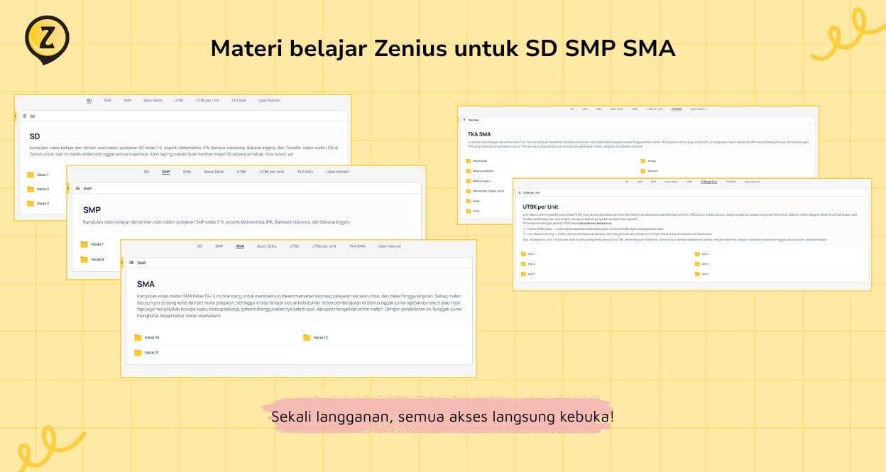 sekali langganan zenius semua akses langsung kebuka