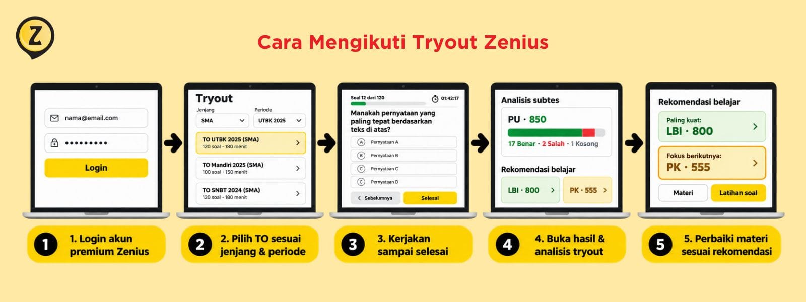 tahapan mengikuti tryout zenius