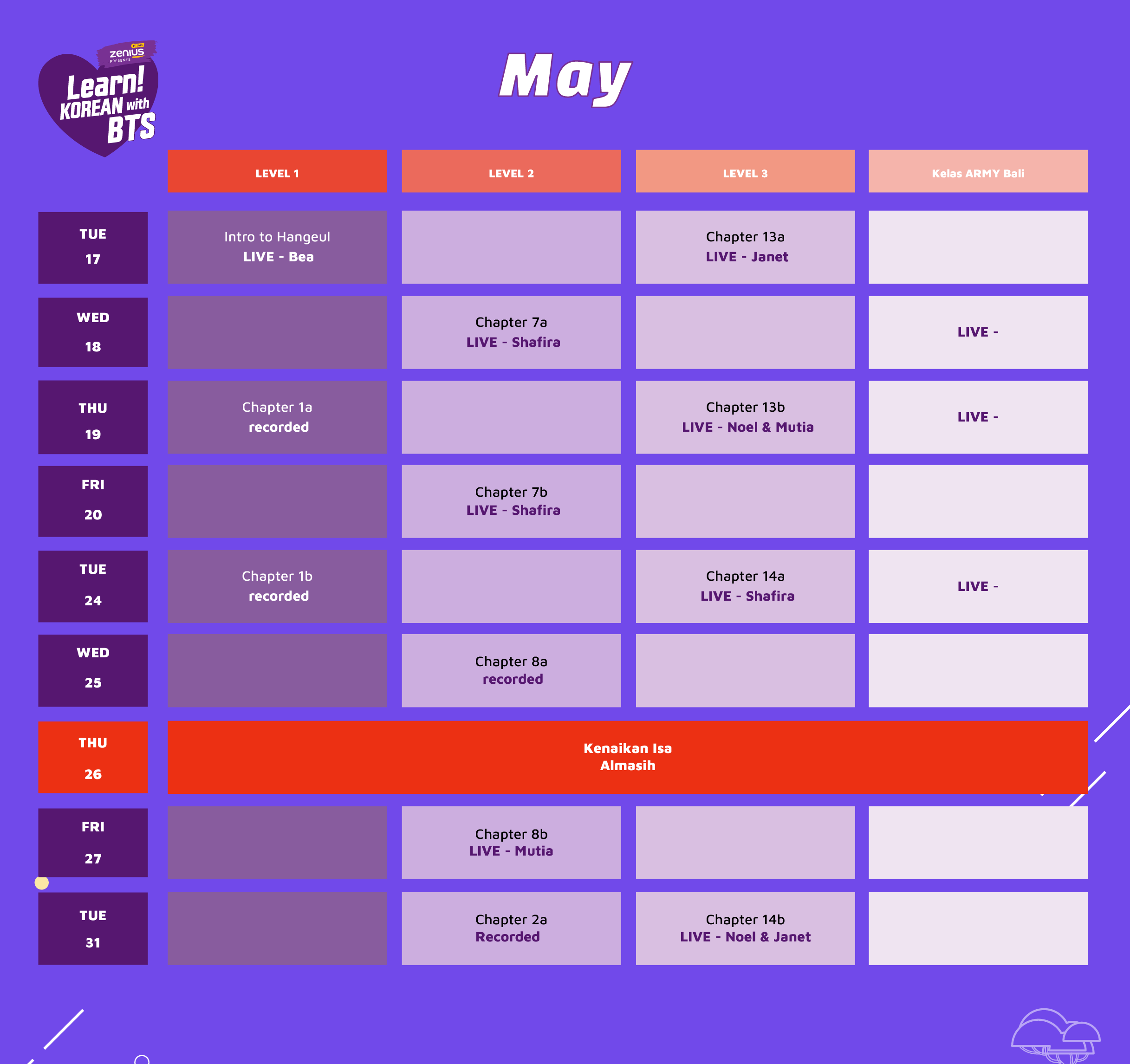 jadwal kelas bahasa korea zenius batch 3